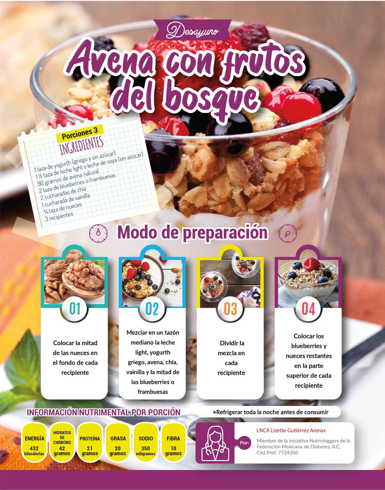 Avena con frutos rojos del bosque