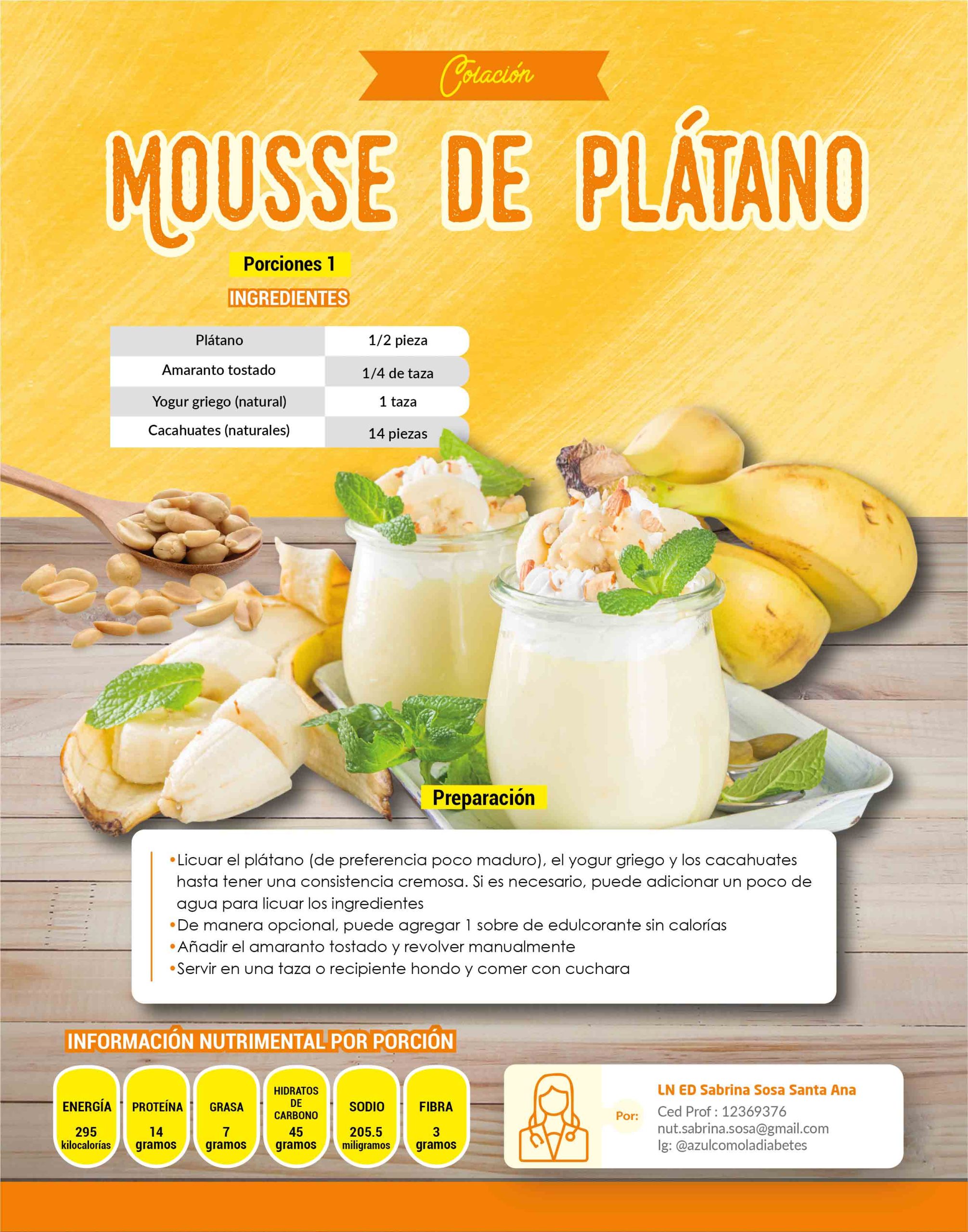 Mousse de plátano - Revista Diabetes Hoy