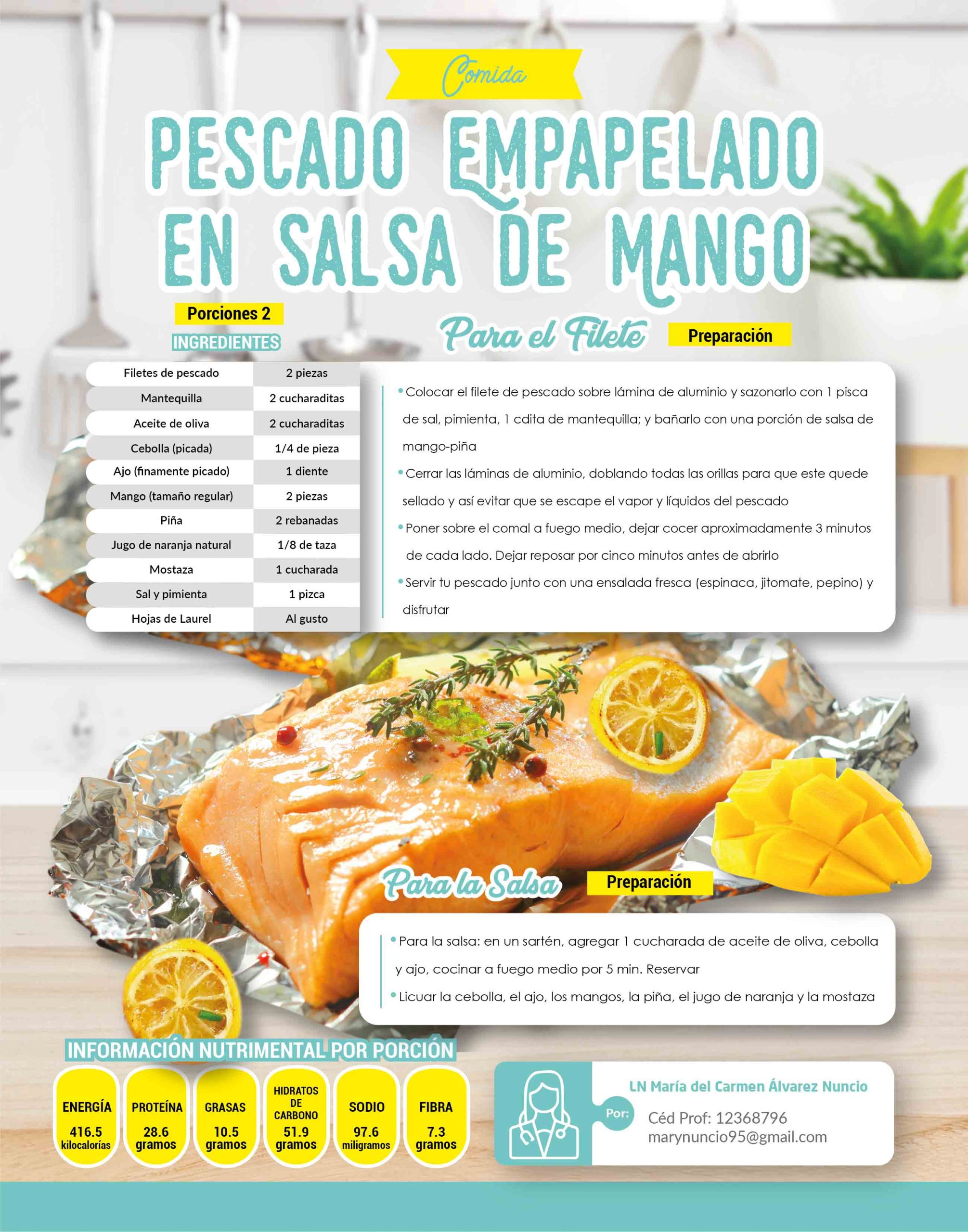 Pescado empapelado en salsa de mango - Revista Diabetes Hoy